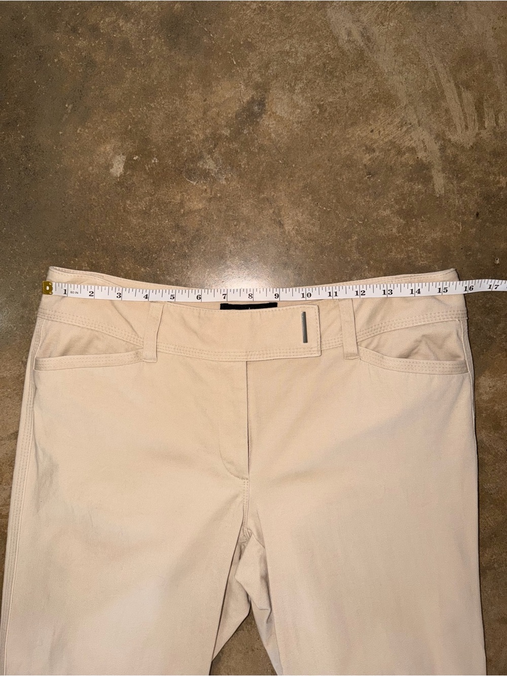 White House Black Market Slim Crop Pants Khaki Stretch Cotton Size 4 - Picture 5 of 11